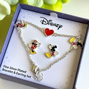 Disney Silver and Red Mickey Mouse Jewelry Set
